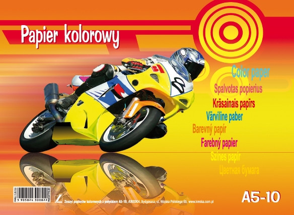 Zeszyt papierów kolorowych z połyskiem A5/10k. Kreska